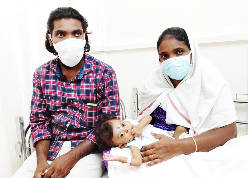 Bhuvaneswari and Arunachalam with their daughter after the surgery